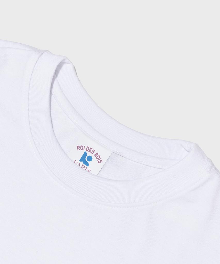ROIDESROIS Ribbon Print Oversized Short Sleeve T-Shirt (White)