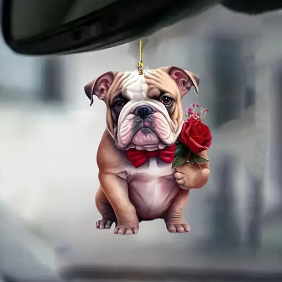 Милые подвески в виде кошки, собаки и розы, 2D акриловый брелок, новинка, шарм на тему питомцев для зеркала автомобиля, сумки, дома, праздничное украшение