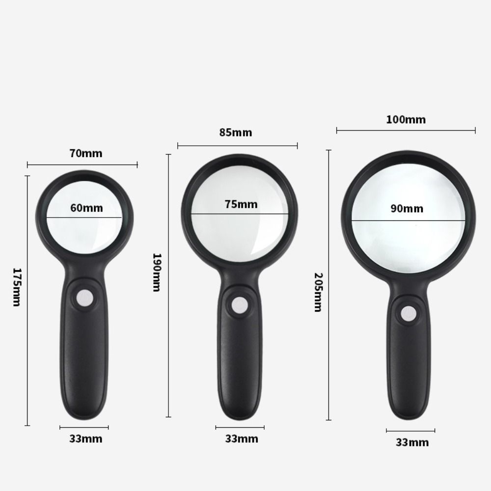 With 2 LED Light Hand Held Magnifying Glass Illuminated Magnifier Jewelry Identification