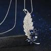 Fashion Luxury Metal Feather Pendant Necklace For Women Statement Crystal Leaf Shaped Female Long Sweater Chain Girls Jewelry Gifts