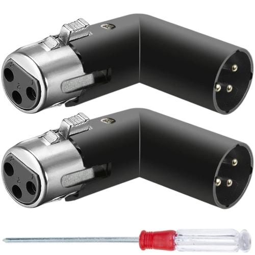 Xiatiaosann XLR Angled Adapter, 3-Pin Dual Male To Female Connector, 90 Degree Adjustable, 4 Different Angles, Right and Left, for Mixers, Microphones