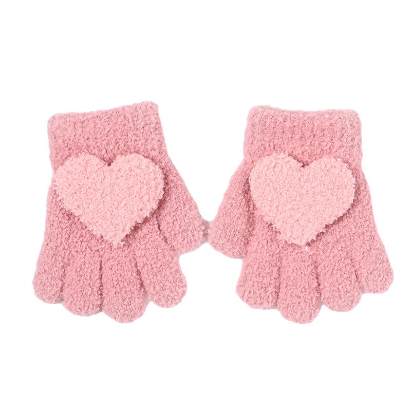 Cozy Five-Finger Knitted Children's Gloves for Autumn/Winter
