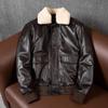 Pure First-layer Cowhide Leather Jacket Men's Pilot Leather Jacket with Cotton Large-size Flight Suit Short Jacket