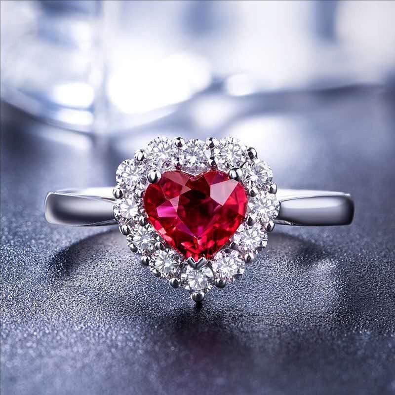 Factory Red Blue Zircon Copper Diamond Ring Popular Engagement Jewelry