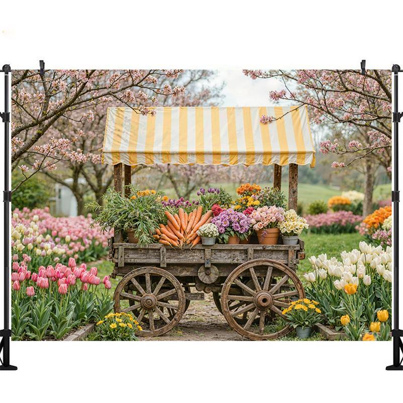 LS Spring Easter Flower Photography Backdrop Background Garden Float Balloons Kids Girls Birthday Cake Smash Photo Studio