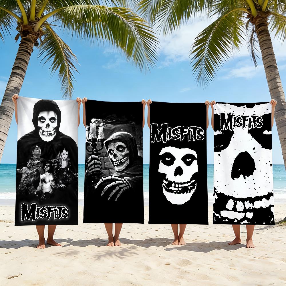 Полотенце Rock Band M-Misfits Пляжное Душевое Ванное Дорожное Легкое Приятное для Кожи для Бассейна Кемпинга Круиза Лето