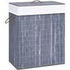VidaXL Laundry Basket with Single Section Grey Bamboo 83 L 320756
