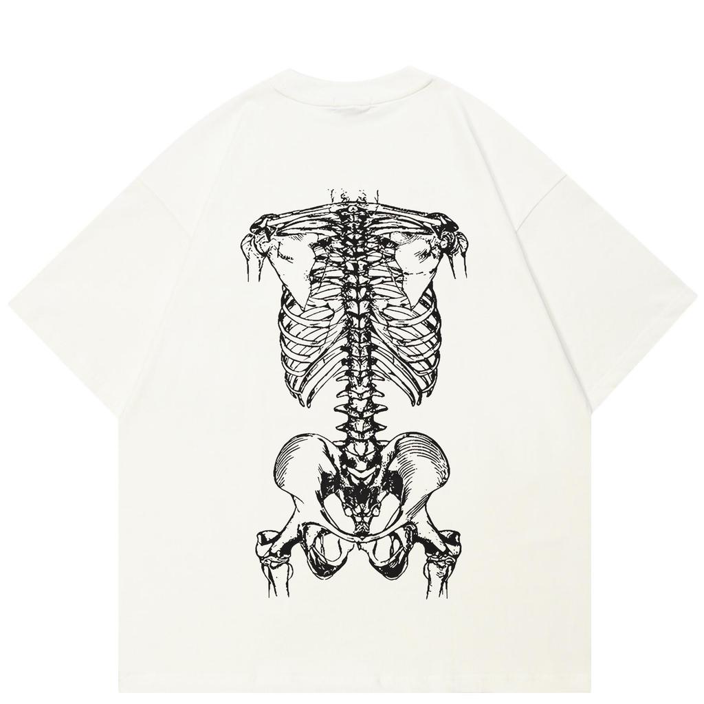 Streetwear Skeleton Graphic T-Shirt Cotton Tshirt Unisex Tops Tees Summer Short Sleeves T Shirt