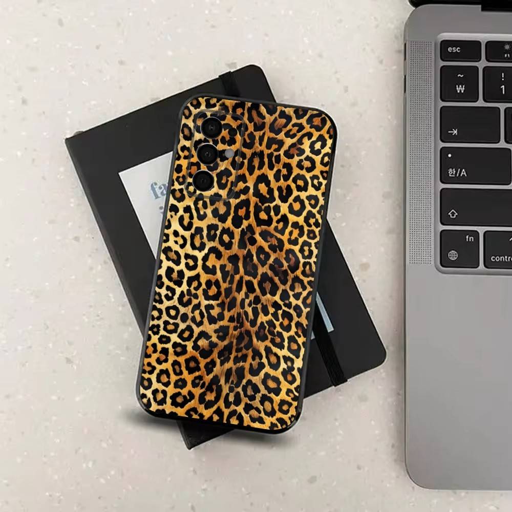 Fashion Art Leopard Print Phone For Samsung Galaxy A53,31,52,72,41,22,73,32,71,Note,J7,8,9,5G Soft Black Silicone Case