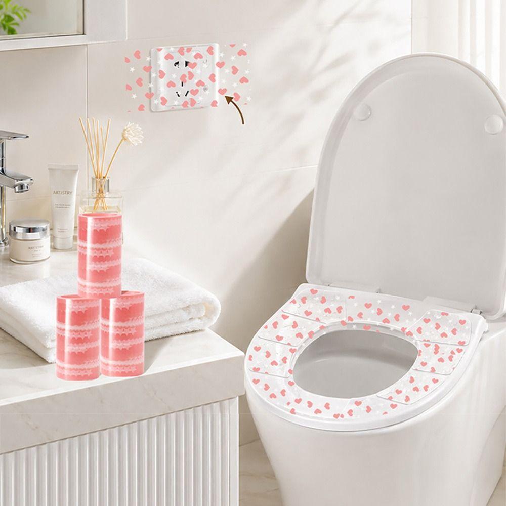 Portable Disposable Toilet Cover Heart Shaped Seat Protector Toilet Cover Sticker Hotel Bathroom