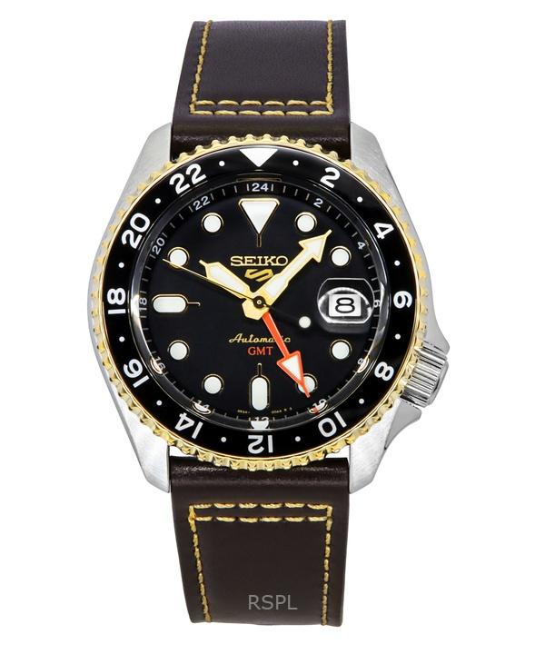 Seiko 5 Sports SKX GMT Leather Strap Brown Dial Automatic SSK036K1 100M Men's Watch