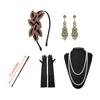 1 Set 1920'S Flapper Cosplay Costume Feather Headband Pearl Necklace Bracelet Stockings Long Glove Gatsby Masquerade Accessories