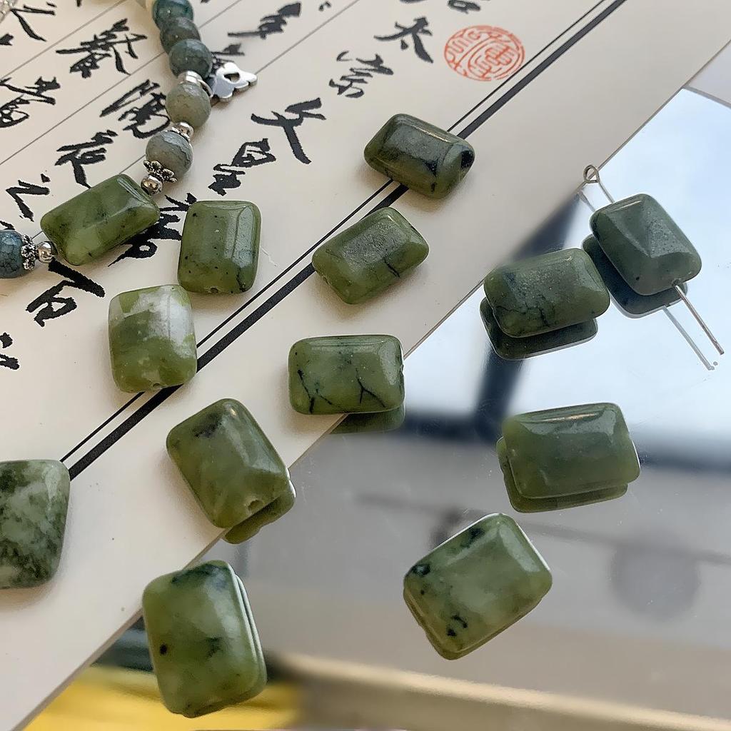 Chinese-Style Natural Stone Beaded DIY Jewelry Set: Bracelet, Necklace, & Earring Materials