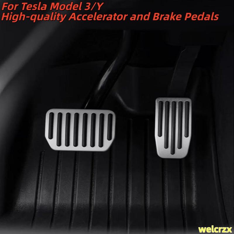 For Tesla Model Y Juniper 2025 Upgrade Foot Pedal Pads Non-slip Accelerator Brake Rest Performance Aluminum Mats Accessories