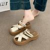 High-end Silver Two-wear Hollow Bag Head Half Slippers Women's 2025 Summer Wear with Skirt Pearl One-pedal Slippers