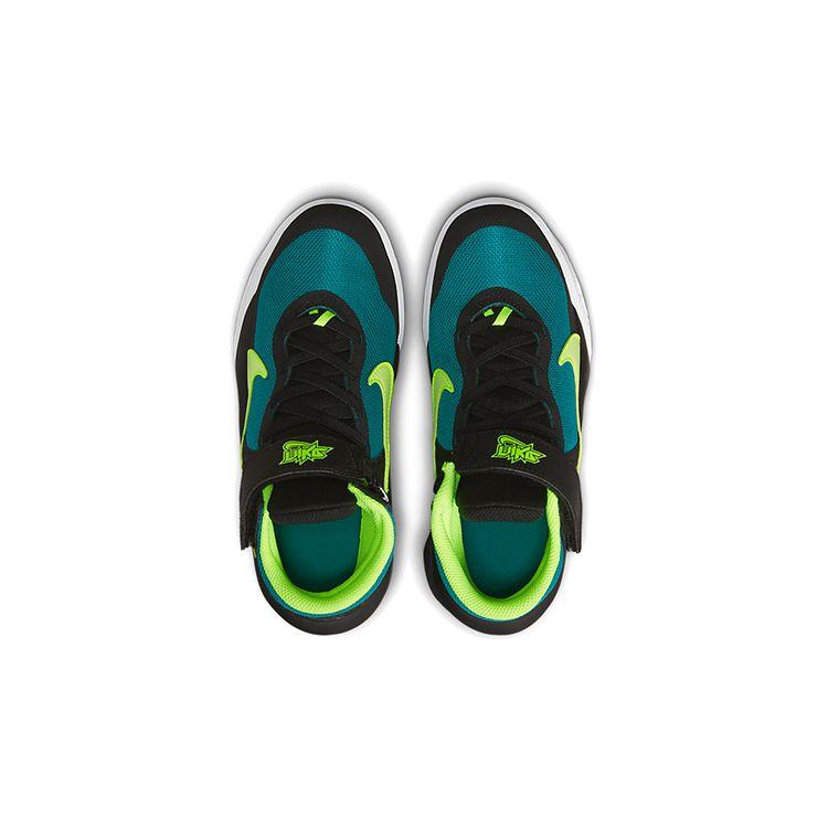 Nike Team Hustle D10 FlyEase GS Black Bright Spruce Volt Kids Sneakers Teal Barely-Volt DD7303-012