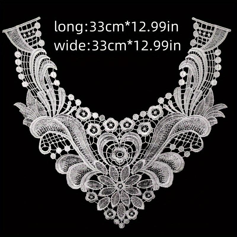 Embroidered Lace Fake Collars, Floral Hollow-Out Chest Flower Collars, Solid Color Clothing Accessories, Black & White