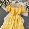 Sexy Flounced French Embroidery Off The Shoulder Holiday Dress Women New Fashion Elegant Beach Chic Boho Dresses