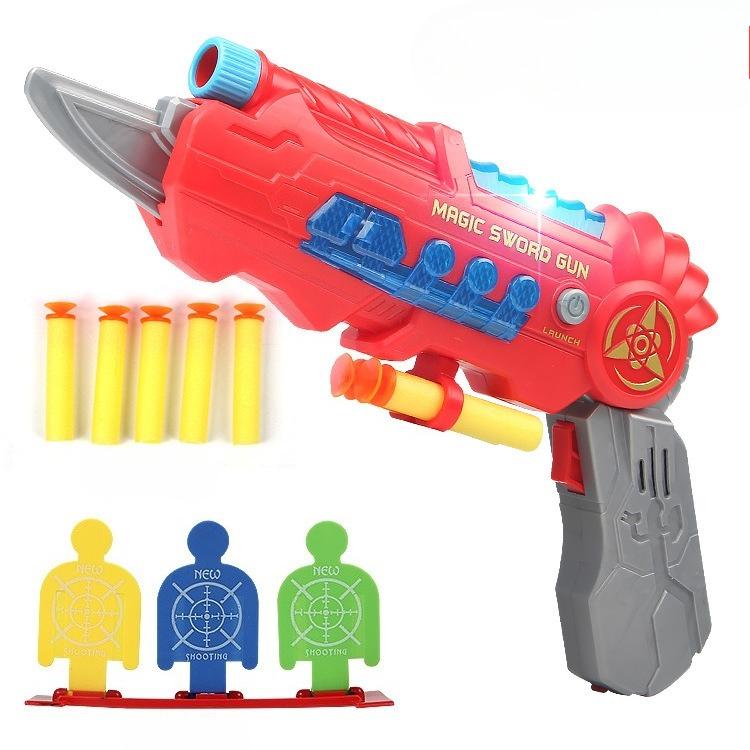Deformable Soft Bullet Toy Gun with Sound Light Music Airsoft Gun Foam Soft Bullet Blaster Plastic Weapon Model Pistol Toy