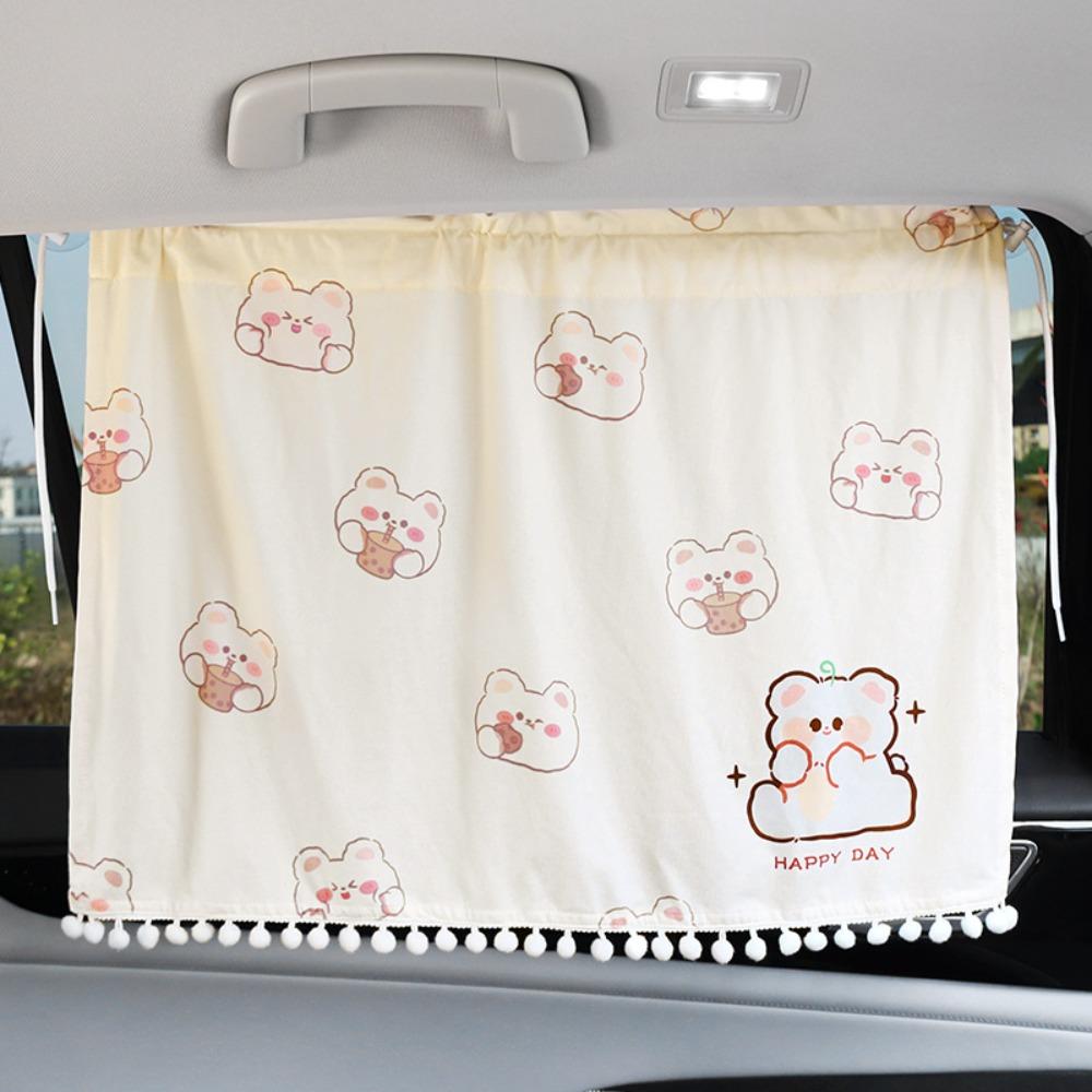 Suction Cup Cartoon Car Curtain Panda Car Blackout Curtain Cute Car Sunshade Curtain Side Window