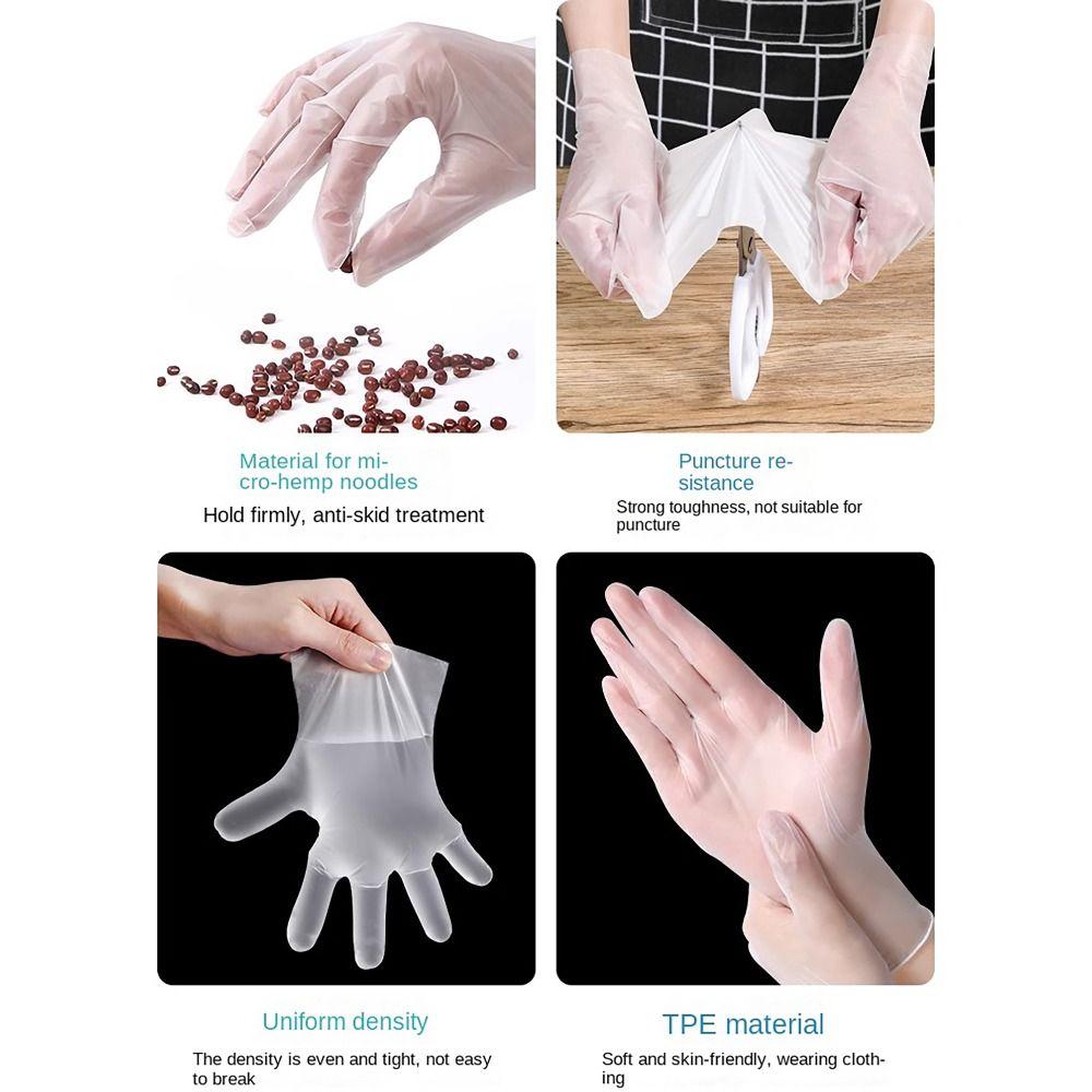 100Pcs Transparent Disposable Gloves S/M/L/XL Latex Free Gloves Durable Cleaning Gloves  Household