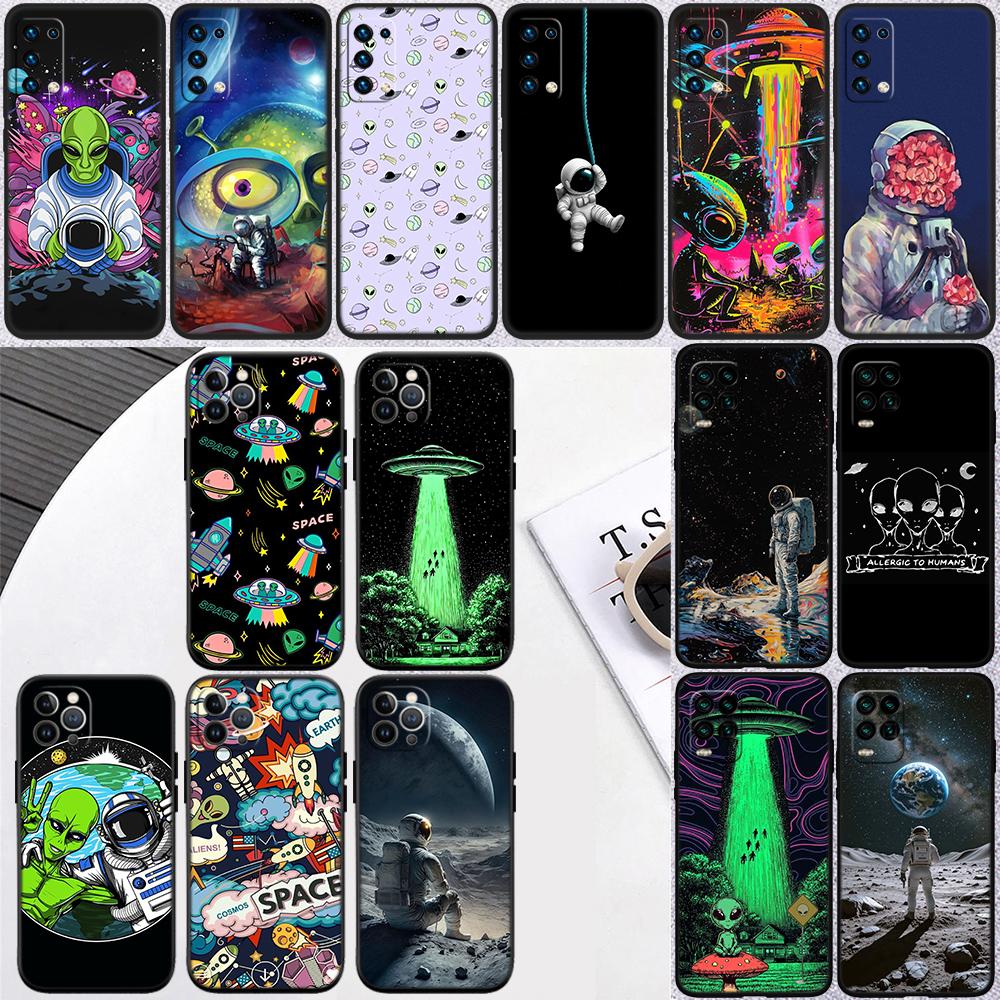 Чехол для телефона iPhone SE XS XR 17 16E 12 11 Pro Max Mini Air с изображением космонавта, инопланетянина, НЛО, новый, высококачественный