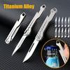 Titanium Alloy Bottle Opener Scalpel Folding Knife High Hardness Mini Outdoor Survival Camping Portable EDC Tool 10 Blade Free