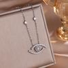 ZAKOL Fashion Aesthetic Evil Eye Zircon Inlaid Pendant Necklaces Buling CZ Clavicle Chain Engagement Wedding Zircon Collar
