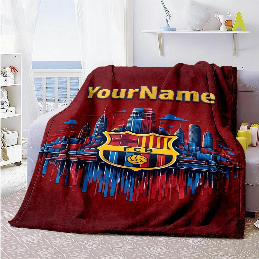 Atletico Madrid Personalized Text Blanket Throw Personalized Blanket Warmthful Decor for Bedding Office Picnics Office Chair Ideal for All Seasons