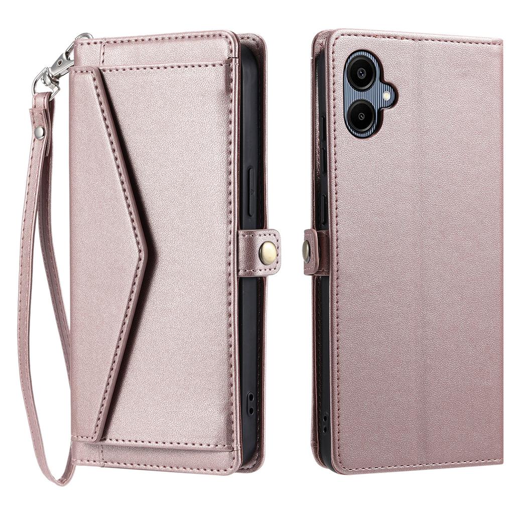 Кожаный чехол для Samsung Galaxy A07 с ремешком на запястье, кошельком и подставкой, чехол для телефона