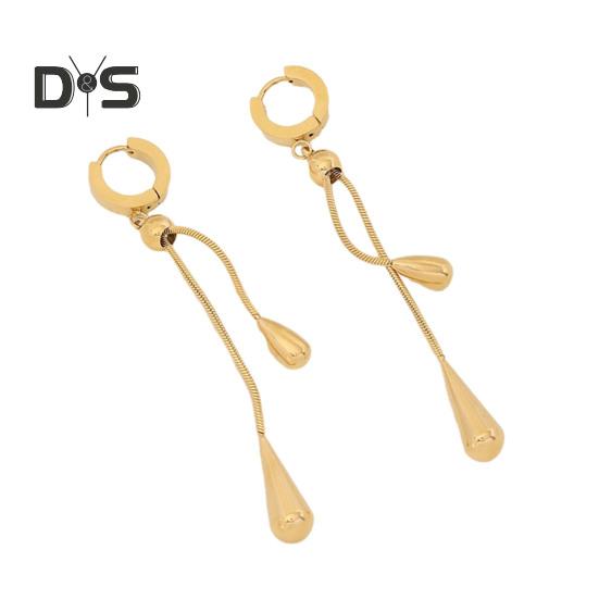 Water Drop Jewelry Adjustable Y Shape Slider Chain Necklace Golden Hoop Earrings for Weddings Parties