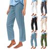Women's Fashion Casual Pants Solid Color Straight Pants Elastic Waist Pants With Pockets