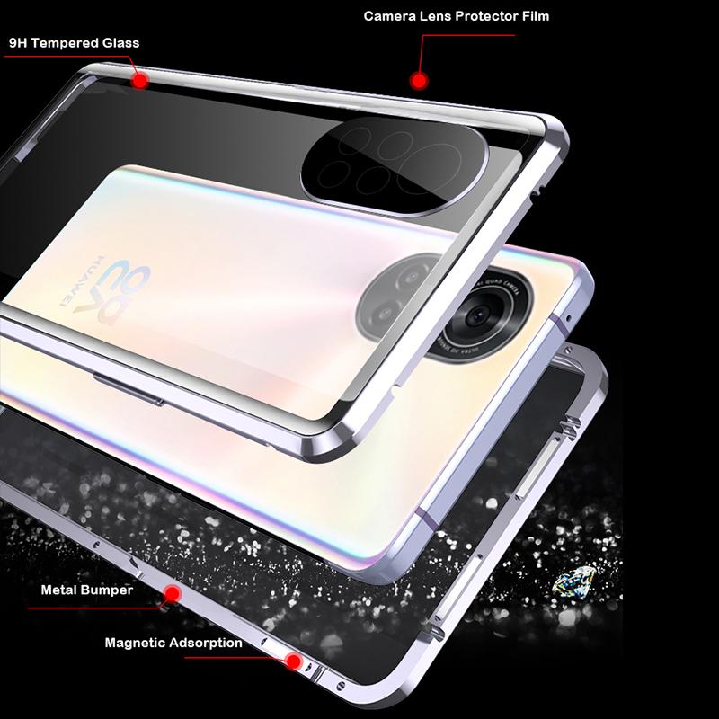 360 Двусторонняя магнитная стеклянная чехол-книжка для Huawei Nova 6 SE 7i 7 Pro 8 9 SE Чехол Nova 11 9 10 12 Pro С защитой объектива камеры