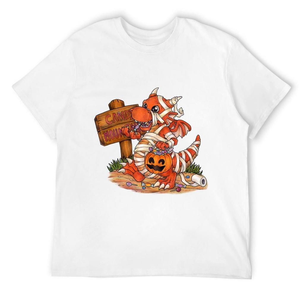 Funny dragon in a mummy costume for Halloween T-Shirt anime graphics blue archive mens t shirts