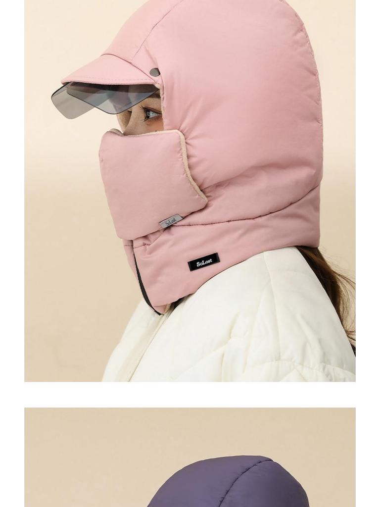 Унисекс зимняя ветрозащитная шапка: Толстый, теплый, хлопок с маской и наушниками, идеально подходит для езды в холодную погоду