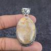 Natural Fossil Coral Gemstone Handmade 925 Sterling Silver Pendant 2.44" P3p65