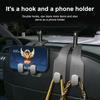 Крючок на подголовник автомобиля 2 в 1 Премиальная замша Подвесной двойной крючок на спинку сиденья 15 кг Большая грузоподъемность Сплавной крючок Вешалка Универсальный