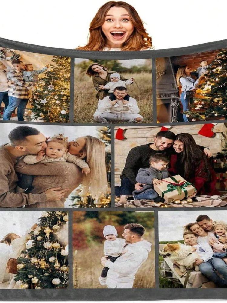 Customized Blanket With 1many Photos And Text Collage Personalized Gift For BirthdayAnniversaryWeddingHalloweenChristmas