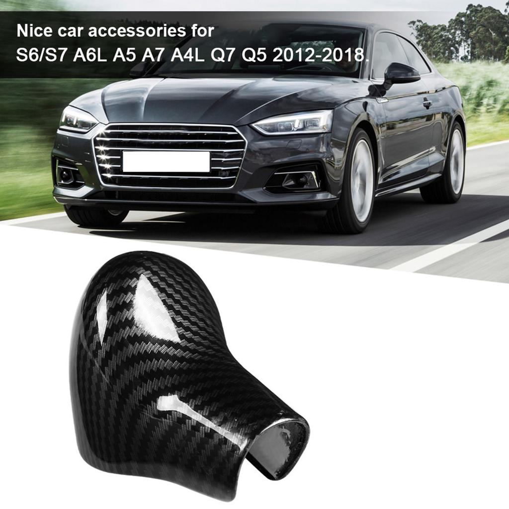 Car Carbon Fiber Style Interior Shift Knob Cover Trim Fit for S6 S7 A6L A5 A7 A4L Q7 Q5