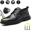 Split Leather Safety Shoes Men Steel Toe Sneaker Black Work Boots Kitchen Bussiness Safety Boots Industrial Work Shoes Man Boots