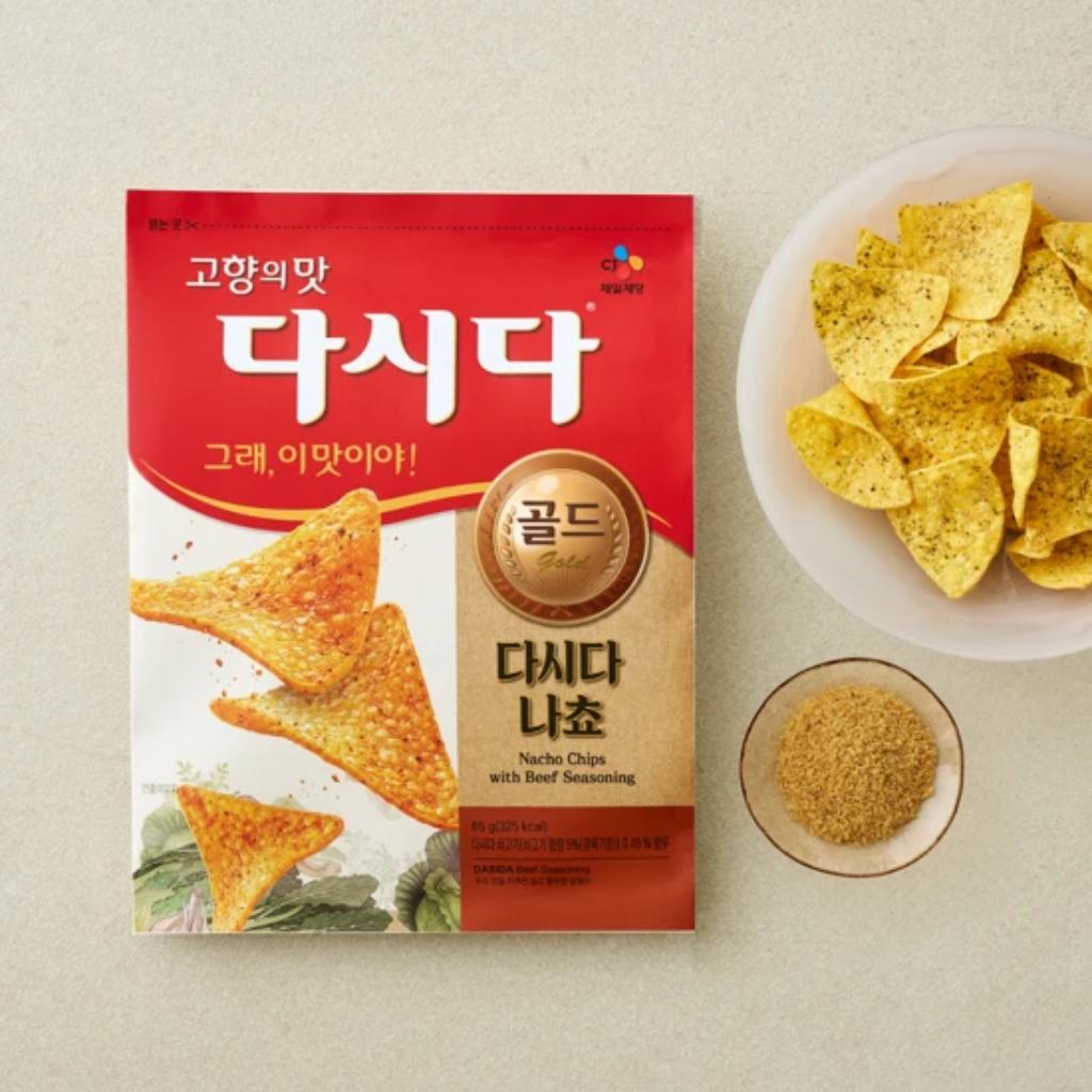 [CJ] Korean Nacho Chips 65g 93g 3 Flavors bibigo Seaweed Dasida Beef Seasoning Crazy Spicy Kimchi Nacho K-Snack