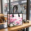 Cherry Blossom Print Tote Bag Large Capacity Daily Shoulder Bag for Shopping Travel Commute