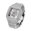 MISSFOX-Small Niche Design Hollowed Out Fashionable Square Men's Watch Hip Hop Full Diamond English Watch