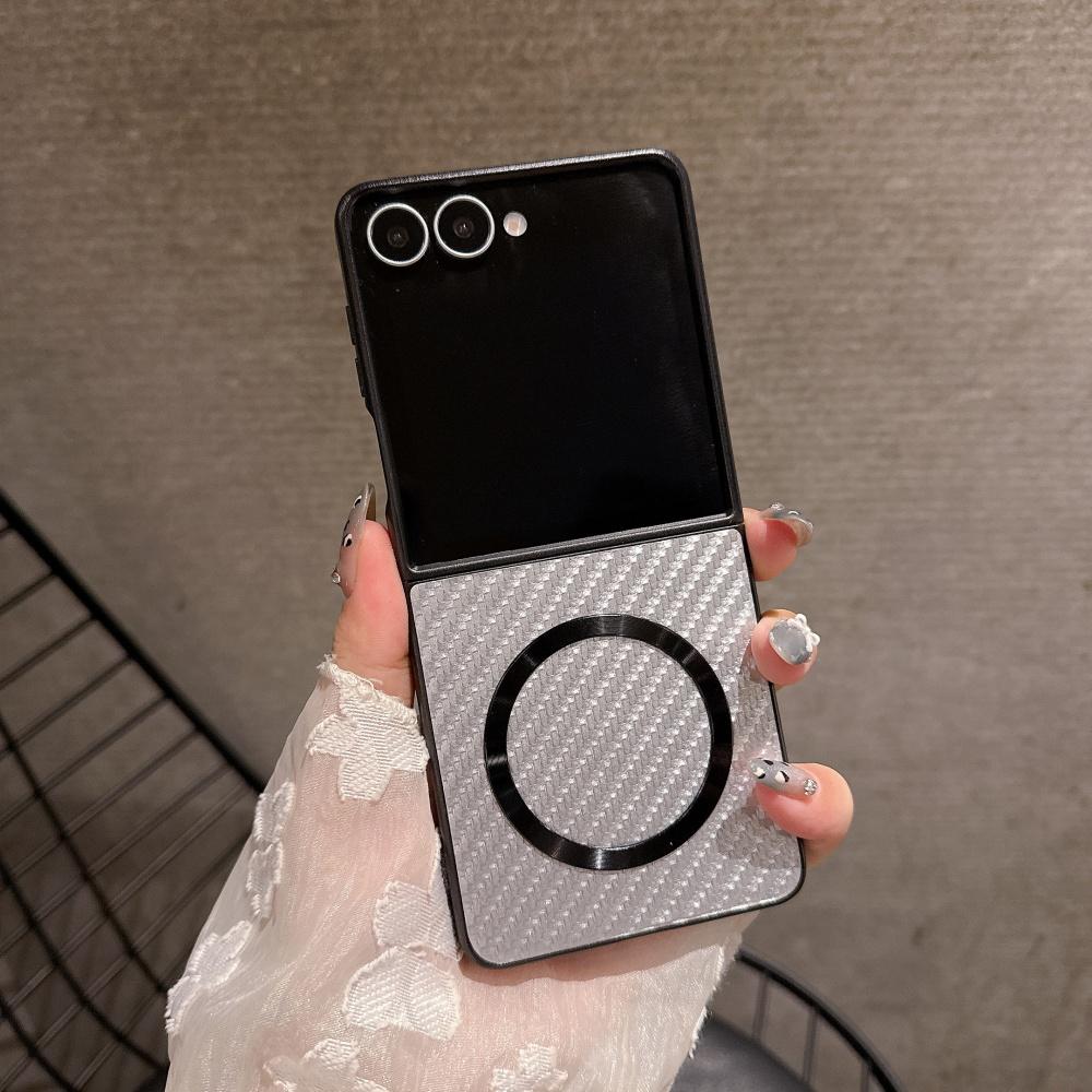 Магнитный чехол с узором из углеродного волокна для Samsung Galaxy ZFlip 7 6 5 4 Z Fold 7 6 5 Беспроводная зарядка Защитная крышка для телефона