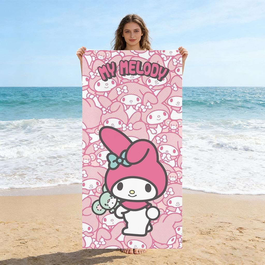 My Melody Beach Towel Cute Sanrio Character Quick Dry Bath Towel for Kids Beach Pool Spa