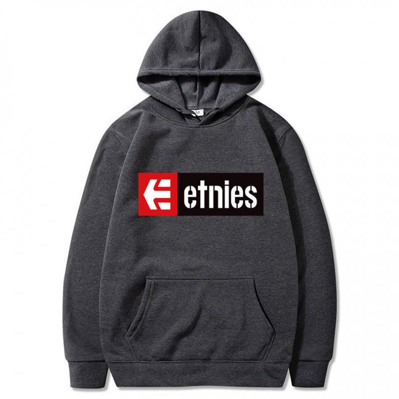 European-American Skateboarding Etnies Trendy Fleece Hoodie, Loose-Fit Plus Size, Outdoor Sports Streetwear.