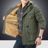 Осенне-зимняя мужская куртка, свободная повседневная куртка средней и длинной длины для мужчин среднего возраста, утолщенный бархатный топ для активного отдыха