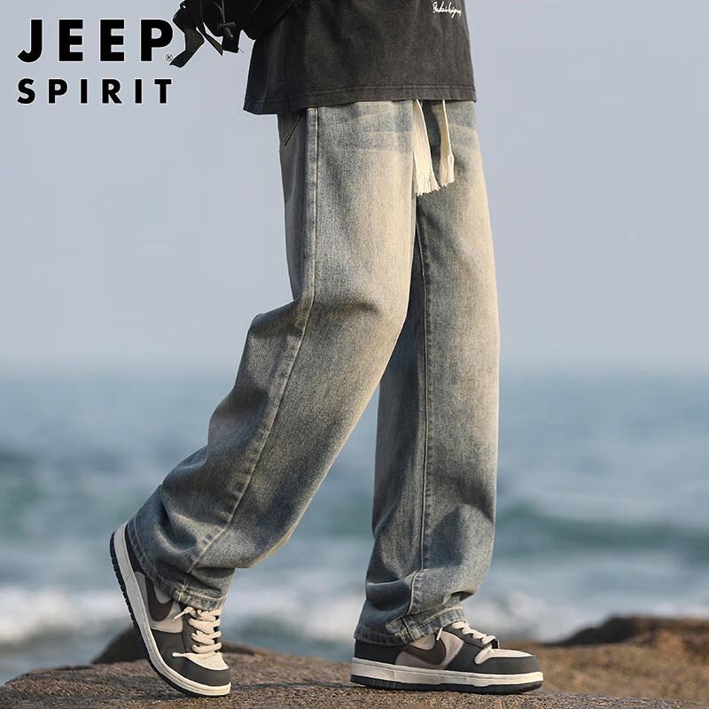 Мужские джинсы JEEP SPIRIT в стиле ретро, свободного кроя, с прямыми штанинами