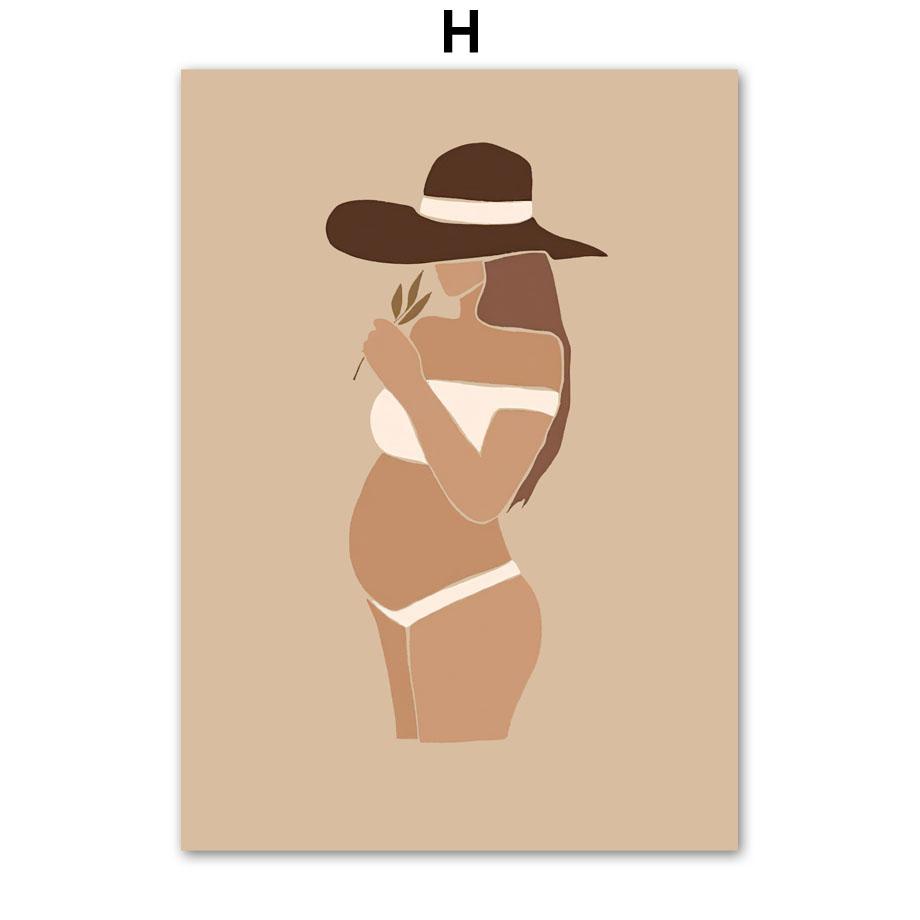 Беременная мама и ребенок, настенная живопись на холсте, картина для матери и ребенка, плакаты на скандинавскую тему и принты, настенные панно для детской комнаты, декор для спальни