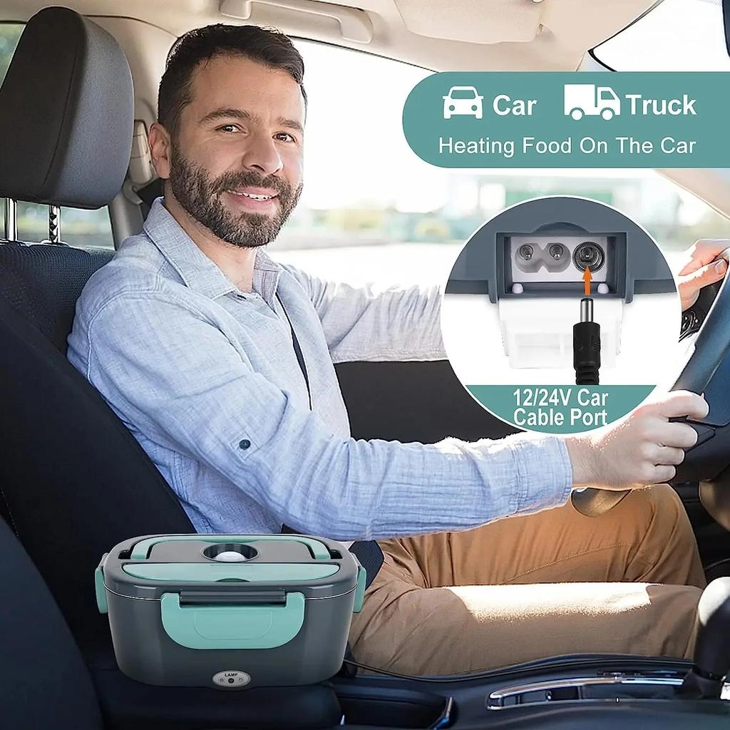 Портативный электрический ланч-бокс для автомобиля и дома 1,5 л из нержавеющей стали подогреватель пищи с двойным питанием герметичный и быстрым нагревом